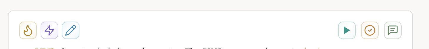 The Sparkbar — flame, lightning, and pencil icons on the left; listen, SwamiGPT, and DharmaGPT on the right
